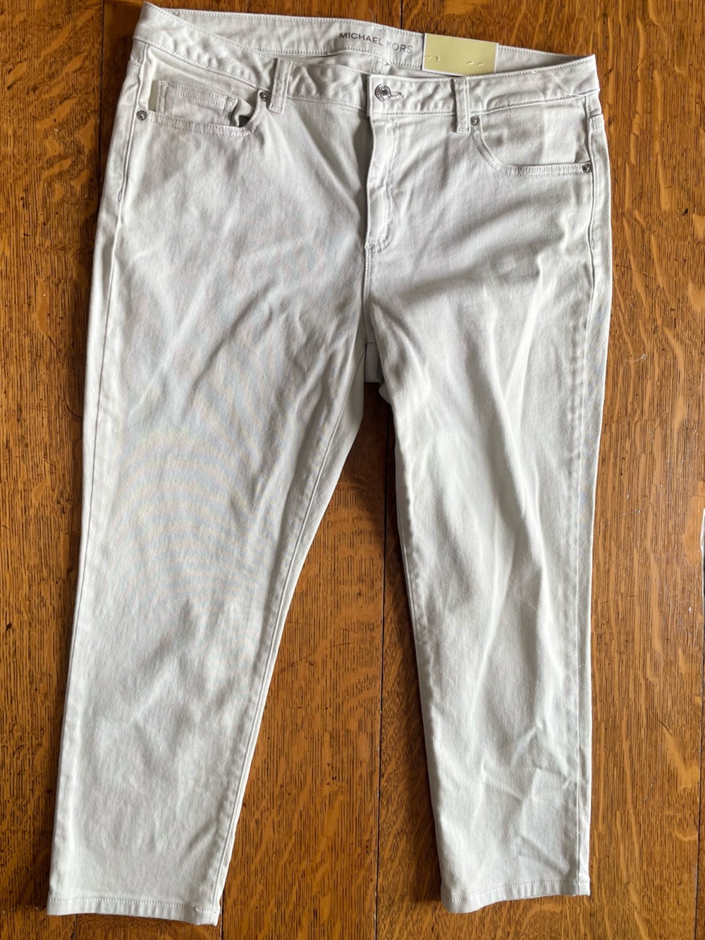 Michael Kors Izzy Cropped Skinny Jeans in Light Gray